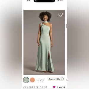 Convertible One-Shoulder Chiffon Dress - Dusty Sage